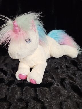 BEARINGTON Rainbow Shimmers White Unicorn Stuffed Animal-10" Fluffy Cuddly Soft